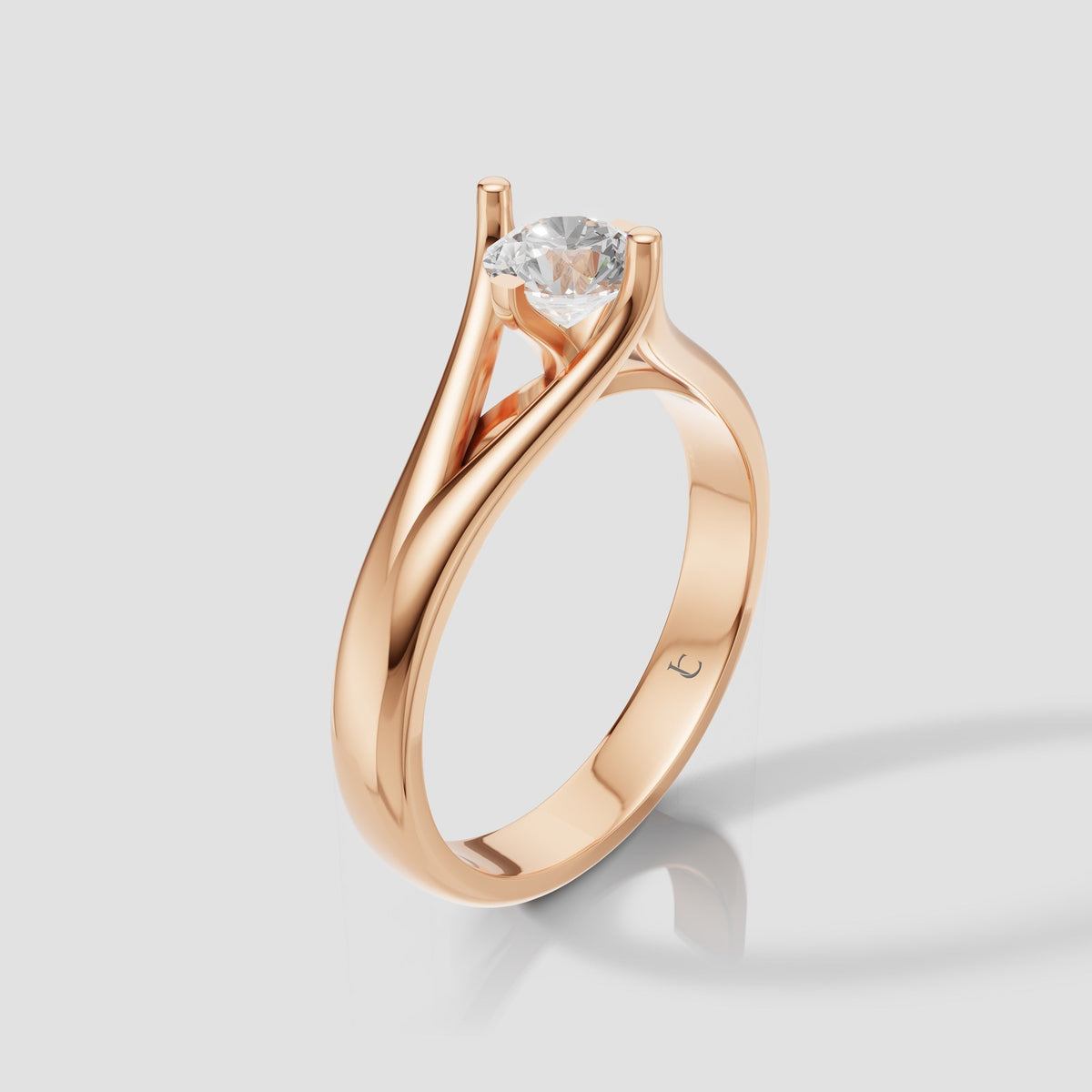 Ada Split Shank Solitaire in Rose Gold