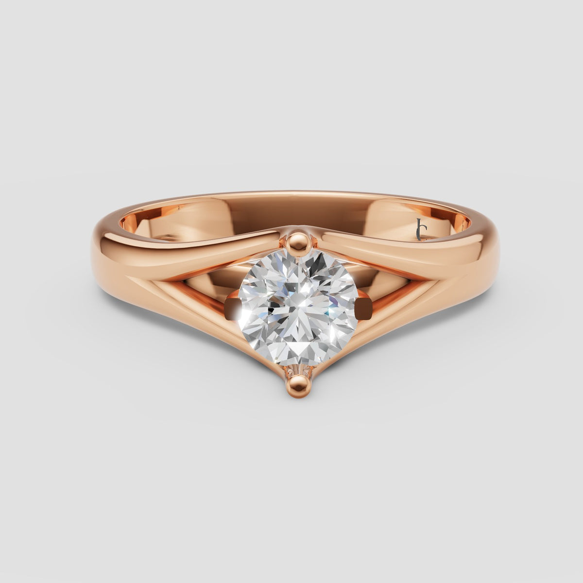 Ada Split Shank Solitaire in Rose Gold