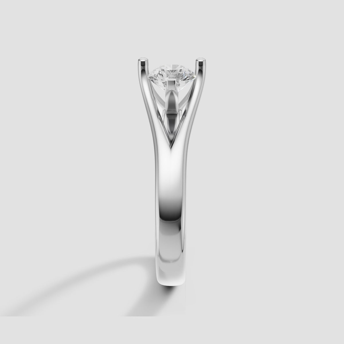 Ada Split Shank Solitaire in White Gold