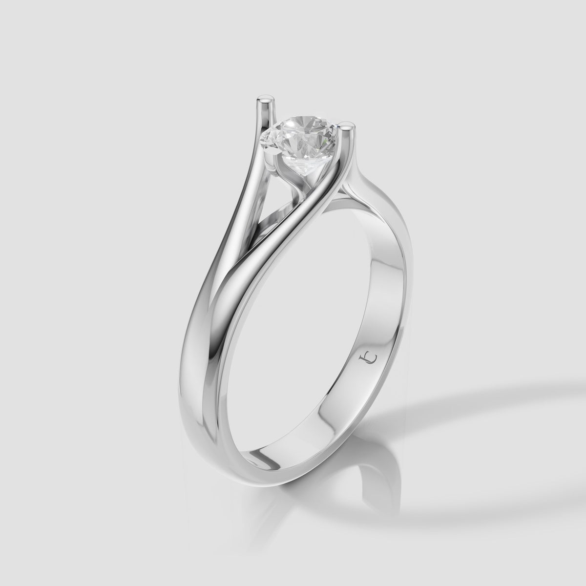 Ada Split Shank Solitaire in White Gold