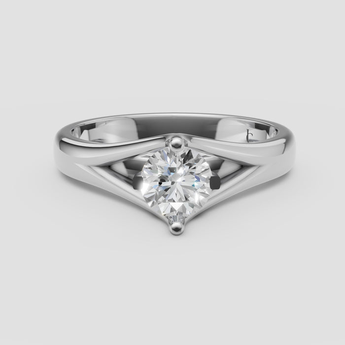 Ada Split Shank Solitaire in White Gold