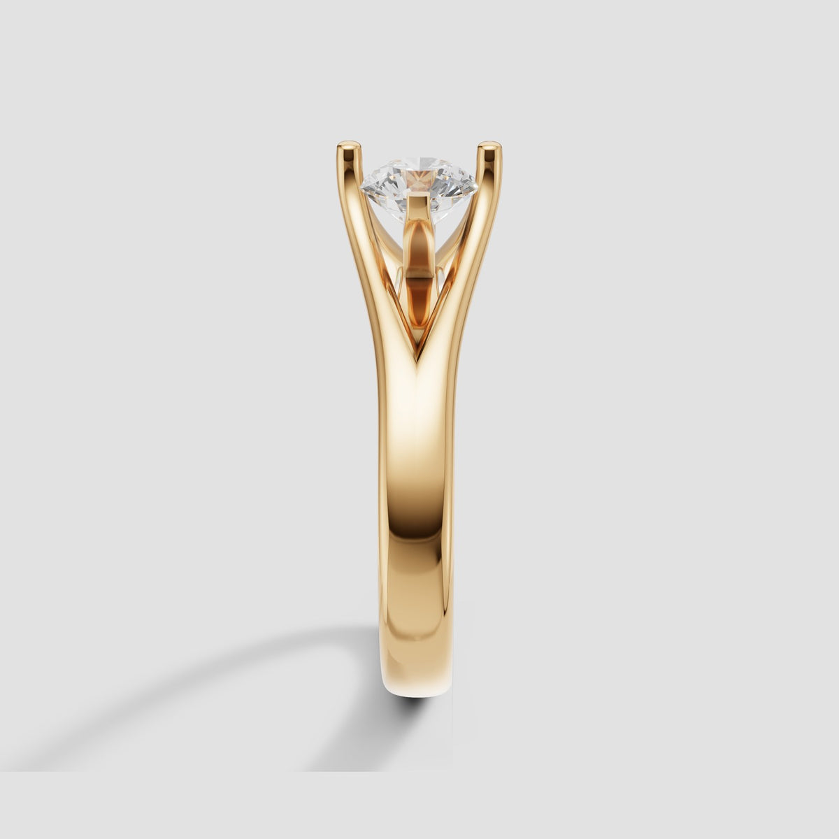 Ada Split Shank Solitaire in Yellow Gold