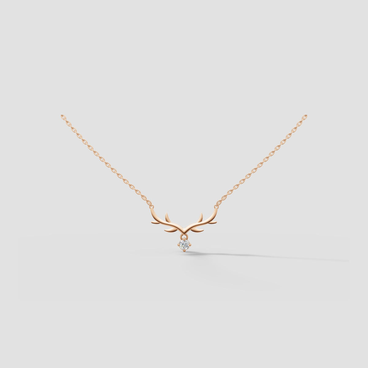 Antler Drop Necklace in Rose Gold