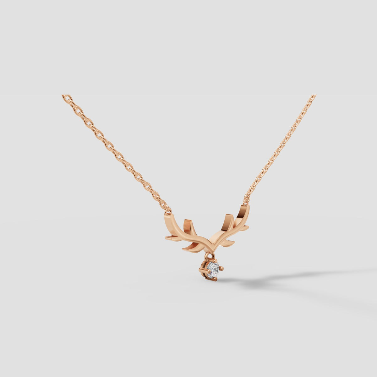 Antler Drop Necklace in Rose Gold