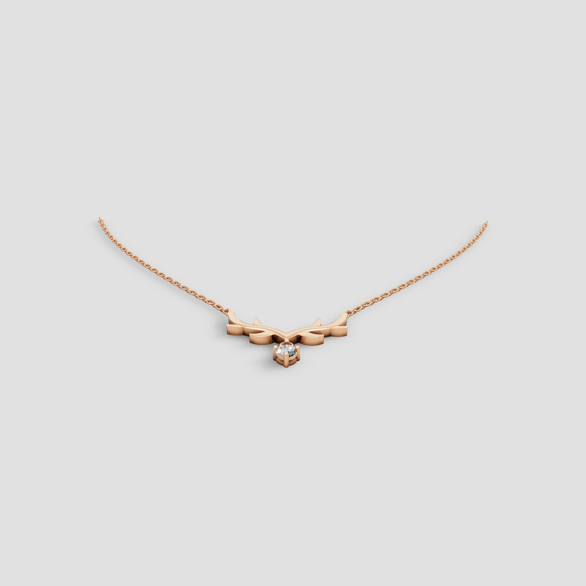 Antler Drop Necklace in Rose Gold