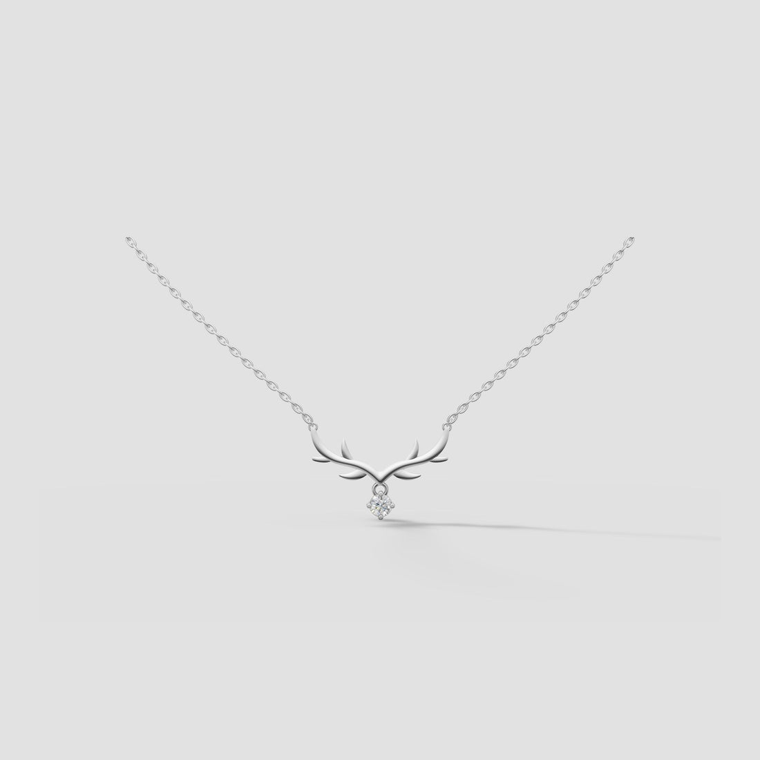Antler Drop Necklace in White Gold