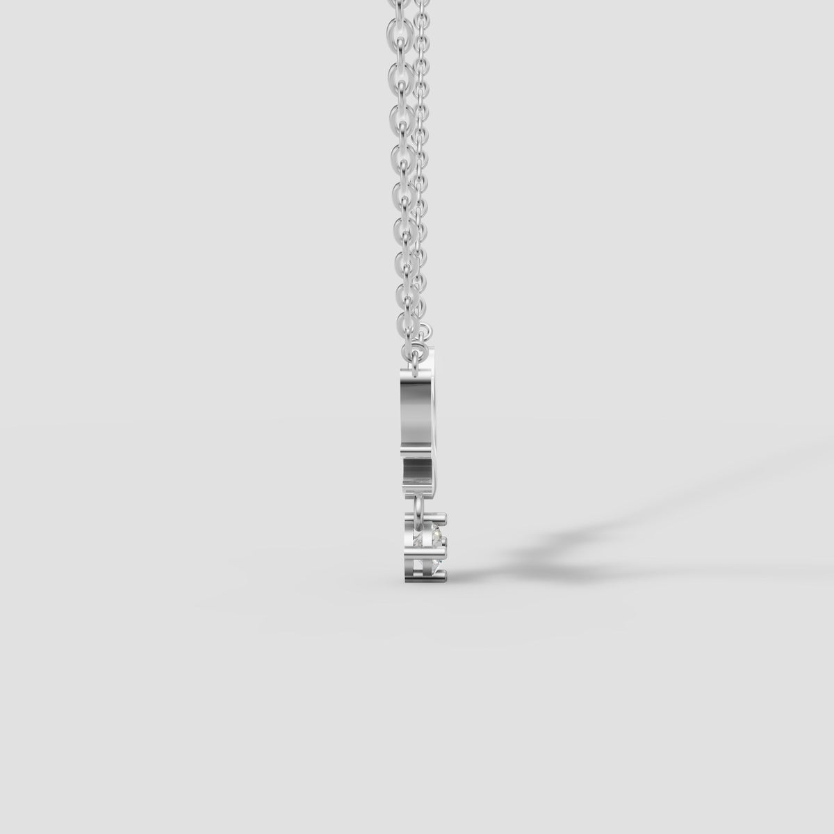 Antler Drop Necklace in White Gold