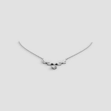 Antler Drop Necklace in White Gold