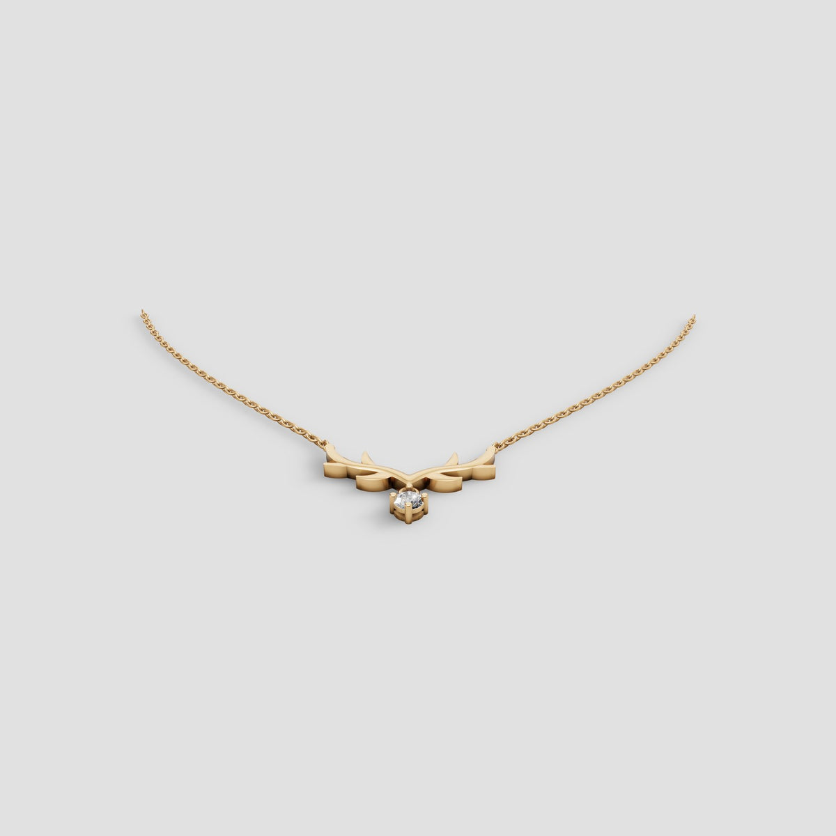 Antler Drop Necklace in Yellow Gold