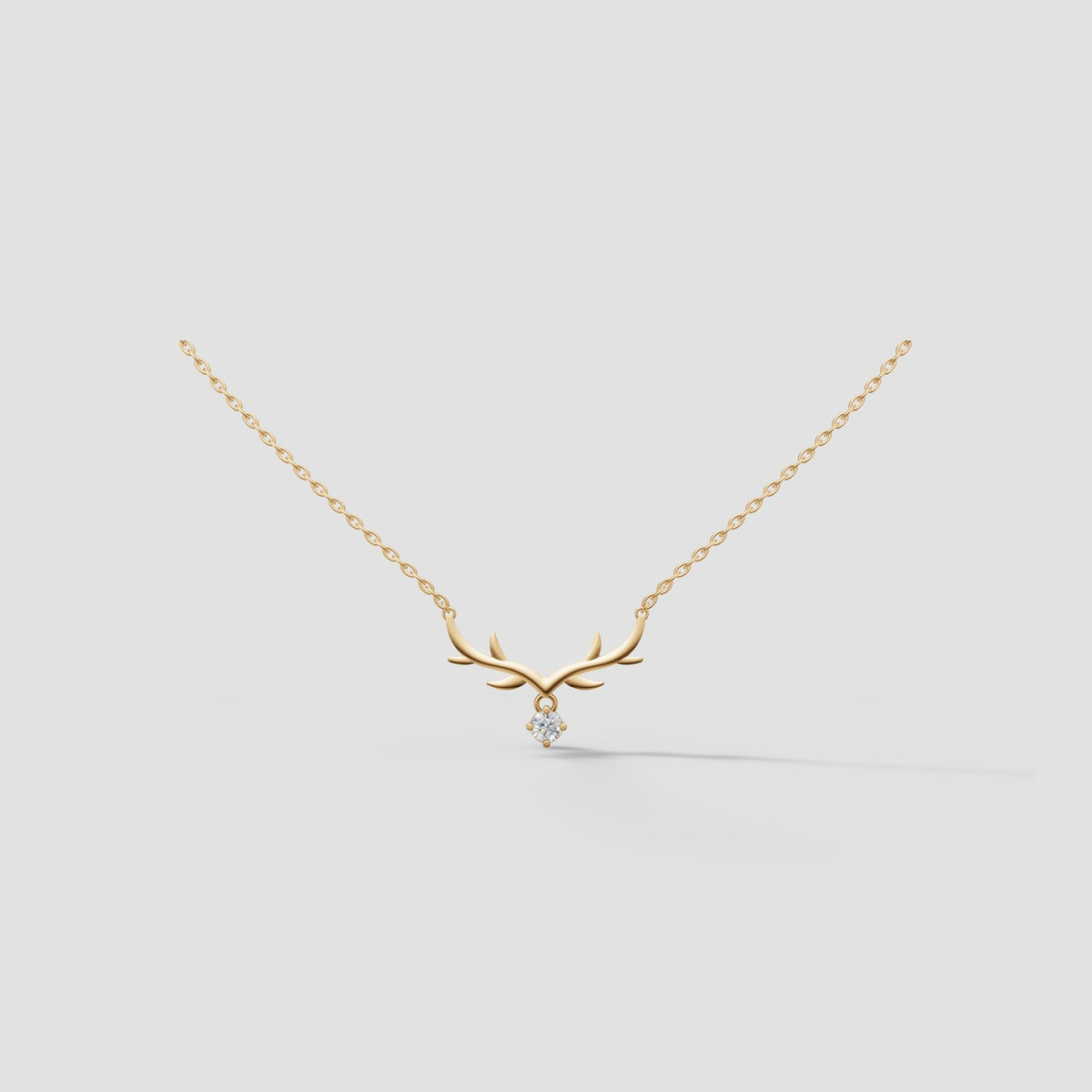 Antler Drop Necklace in Yellow Gold