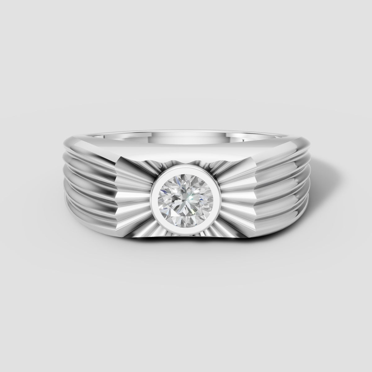 Apollo Sunburst Ring in White Gold