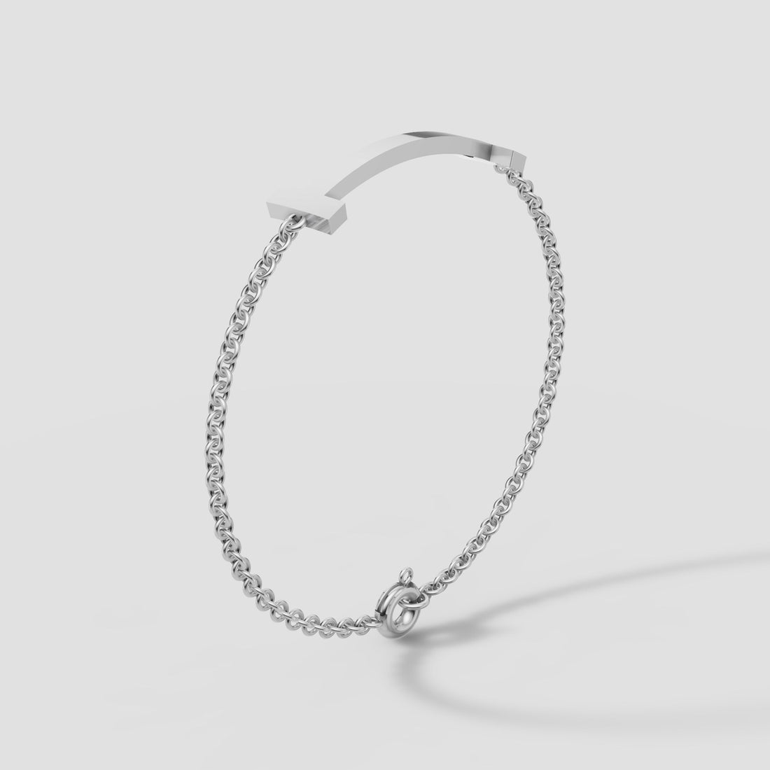 Arc Bar Chain Bracelet in White Gold