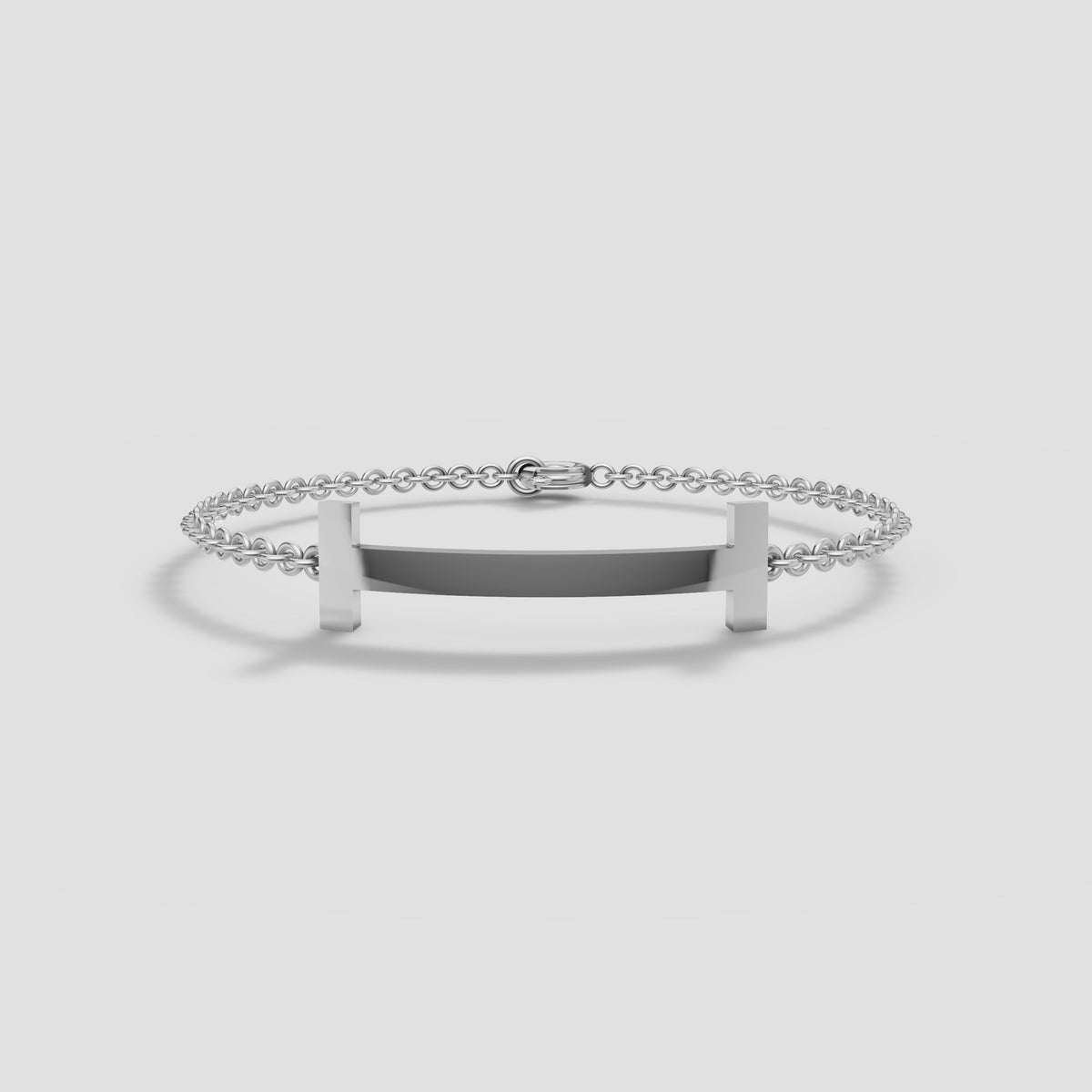 Arc Bar Chain Bracelet in White Gold