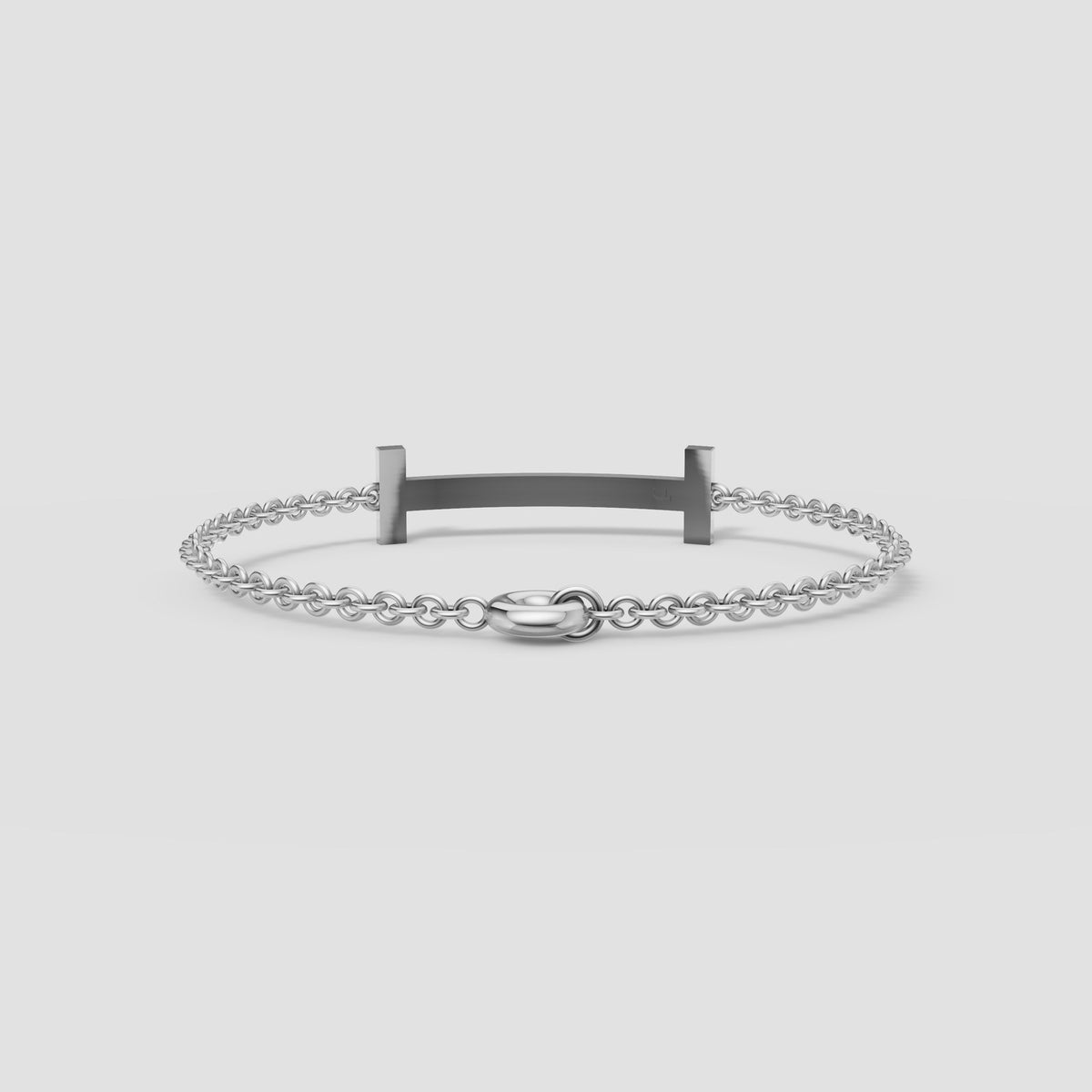 Arc Bar Chain Bracelet in White Gold