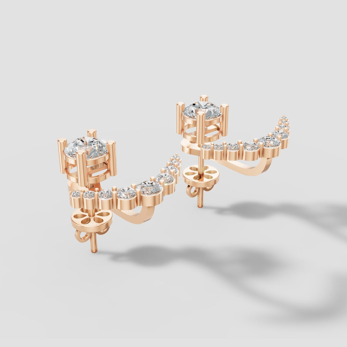 Arc Diamond Ear Jackets in Rose Gold
