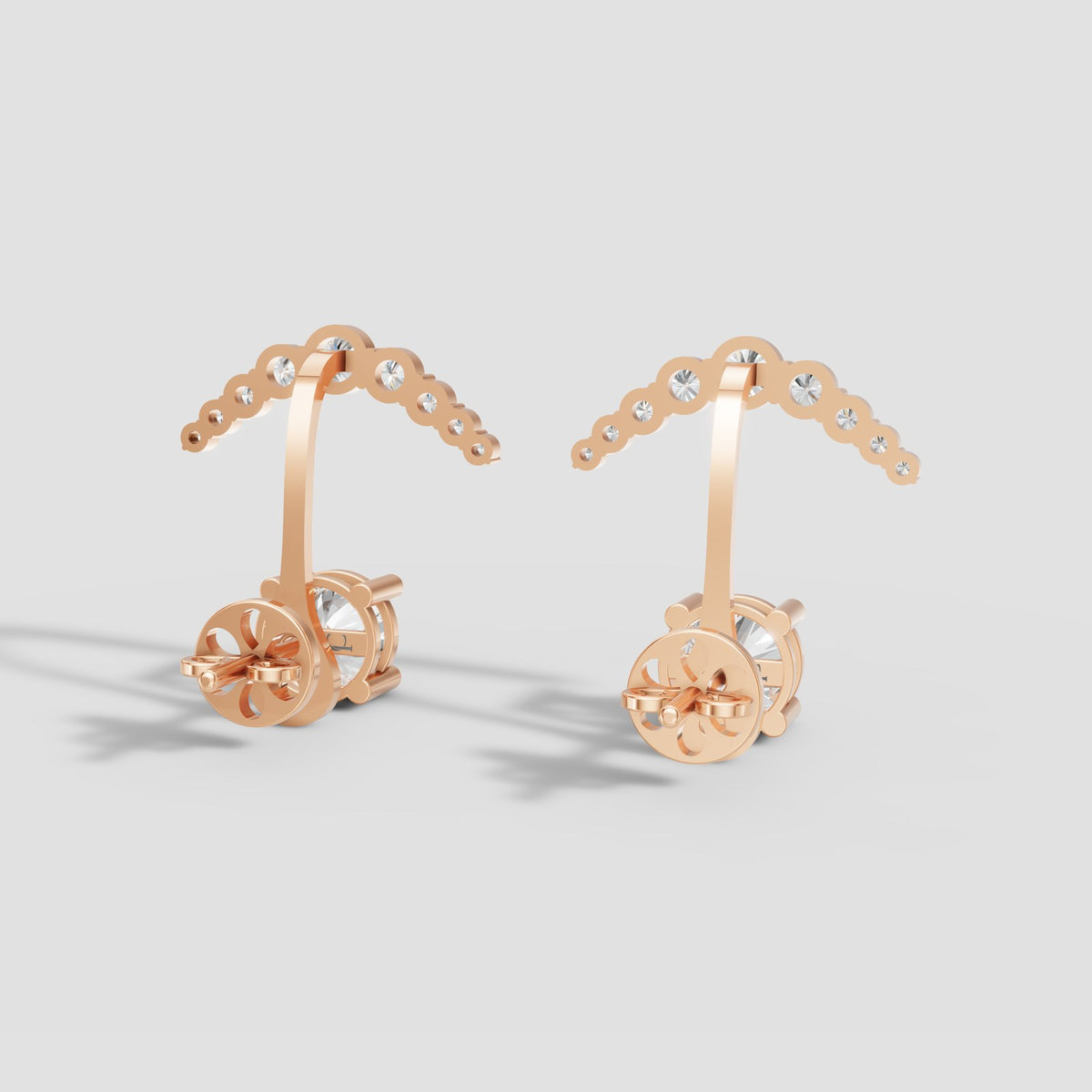 Arc Diamond Ear Jackets in Rose Gold