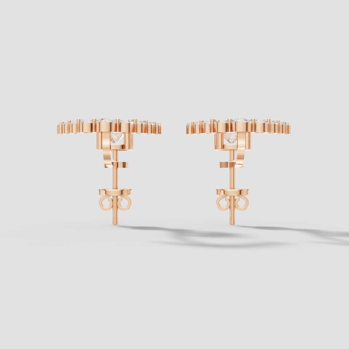 Arc Diamond Ear Jackets in Rose Gold