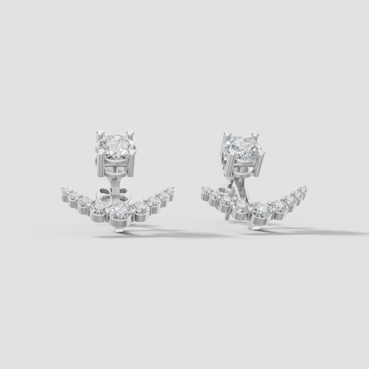 Arc Diamond Ear Jackets in White Gold
