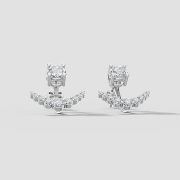 Arc Diamond Ear Jackets in White Gold