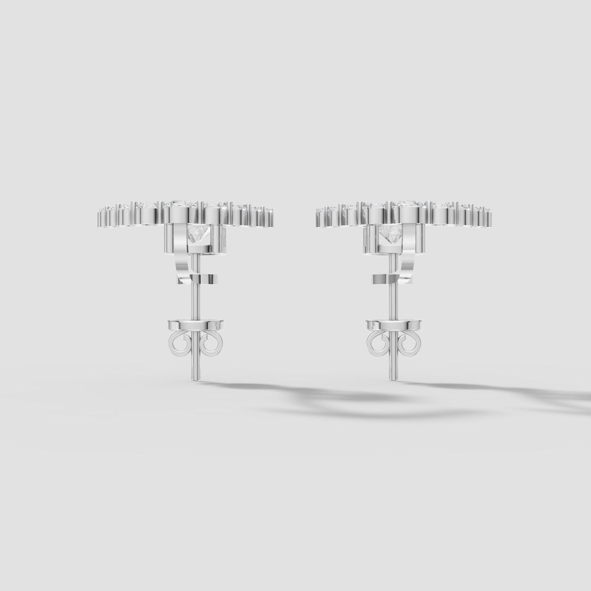 Arc Diamond Ear Jackets in White Gold