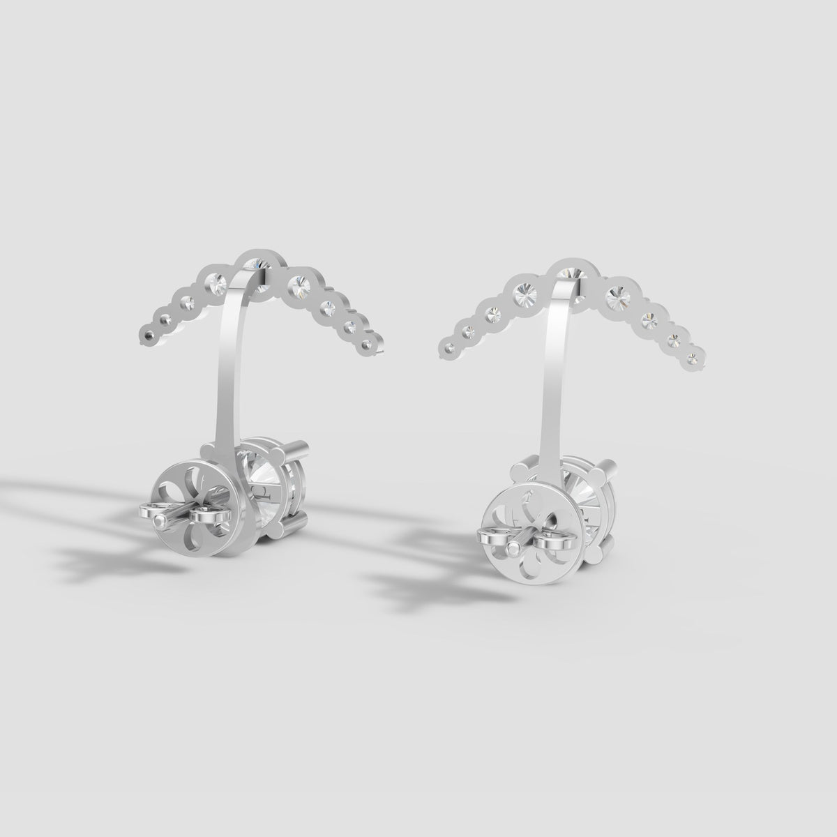 Arc Diamond Ear Jackets in White Gold