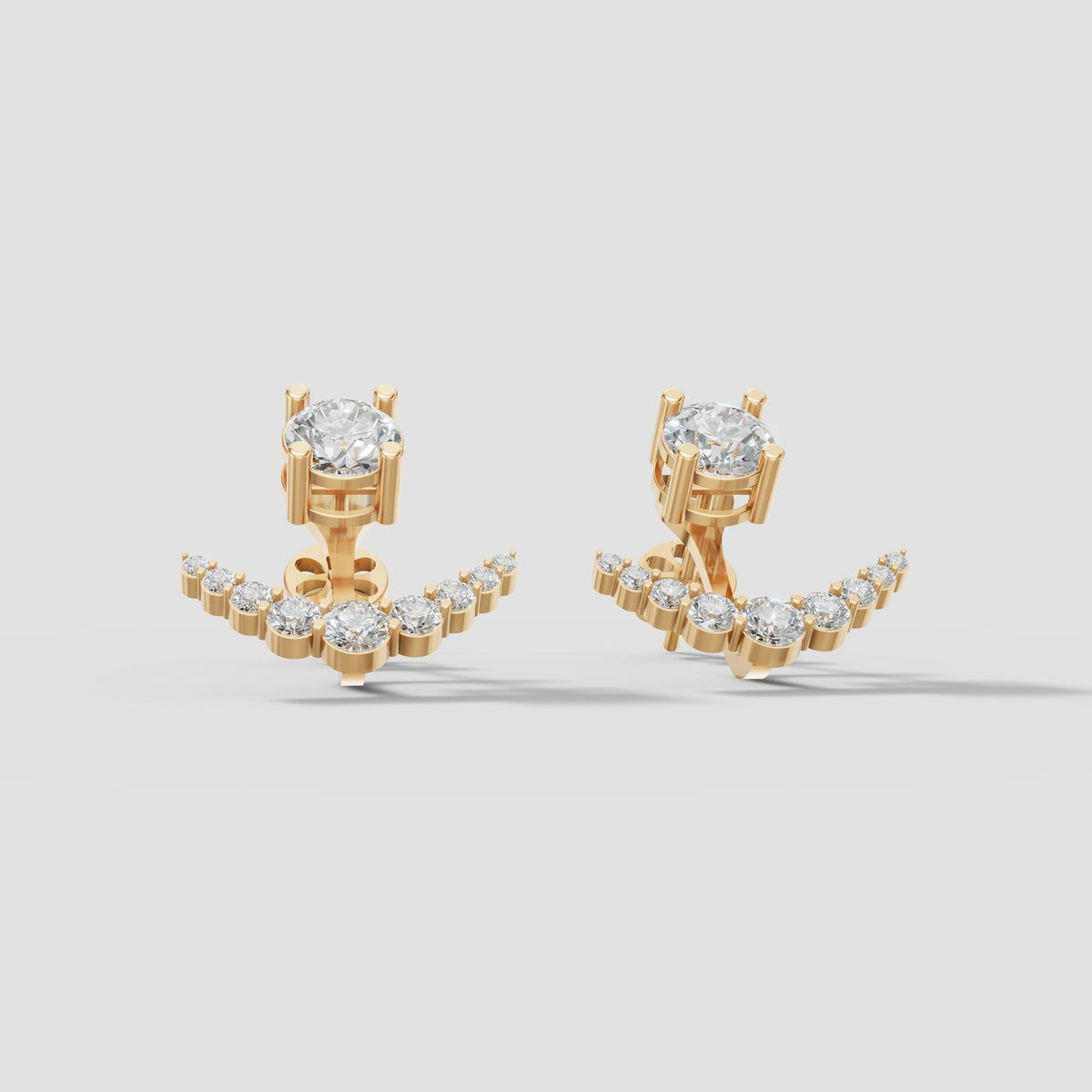 Arc Diamond Ear Jackets in Yellow Gold
