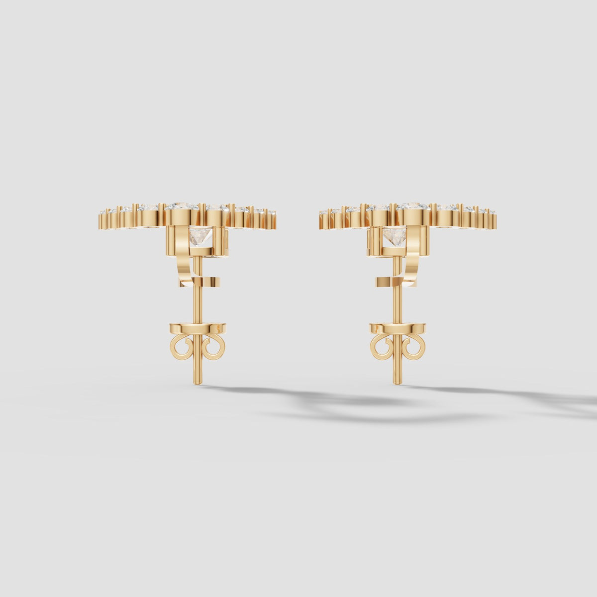 Arc Diamond Ear Jackets in Yellow Gold