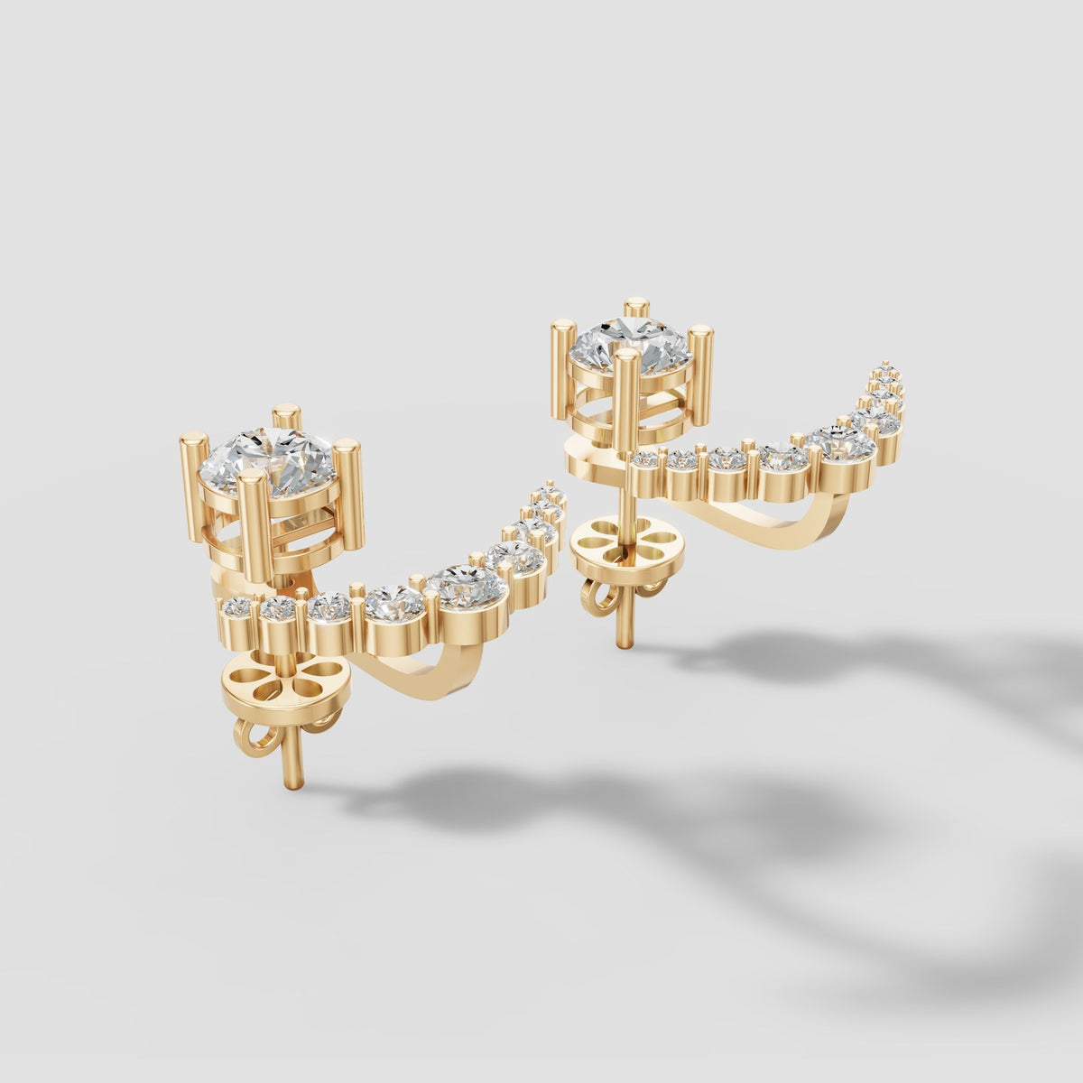 Arc Diamond Ear Jackets in Yellow Gold