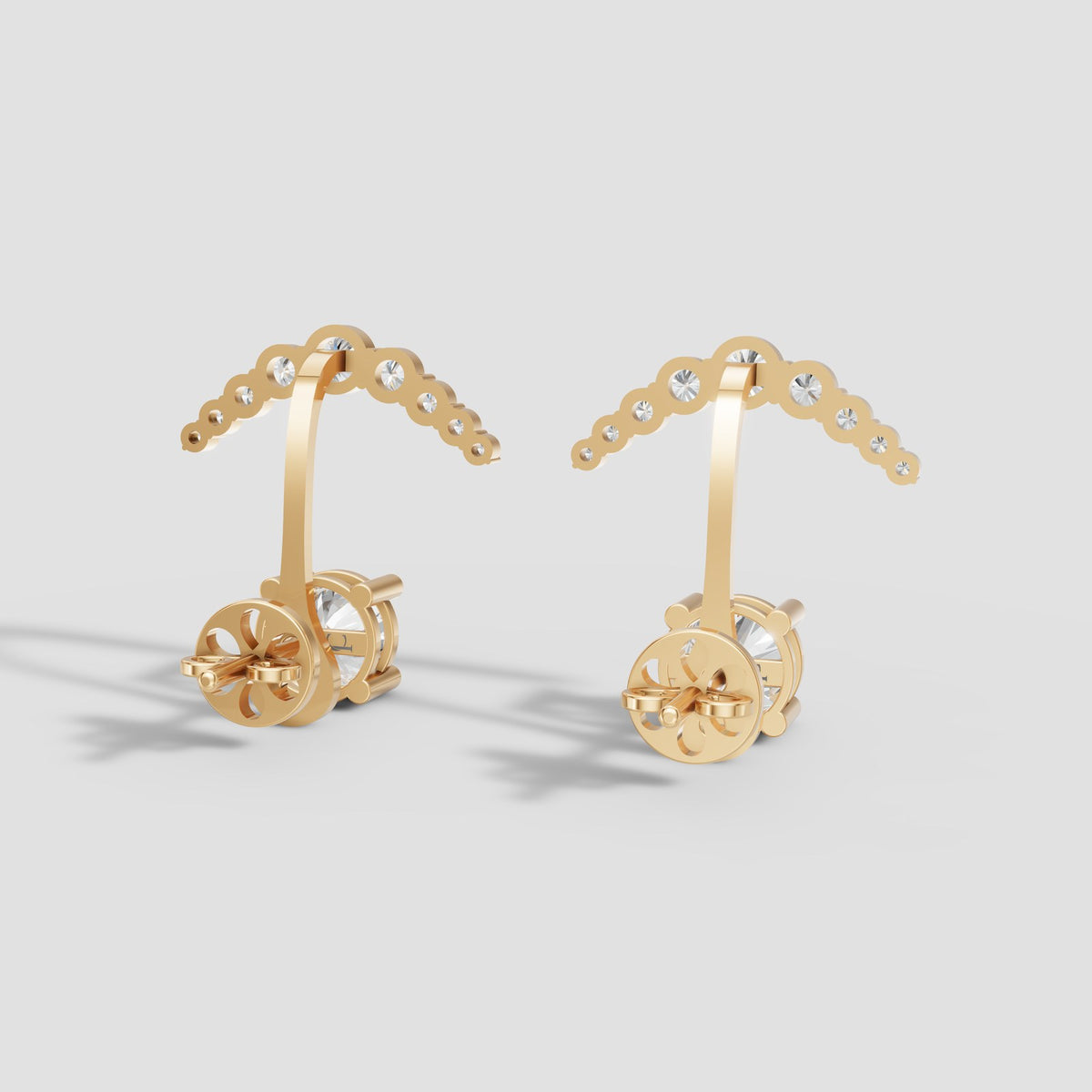 Arc Diamond Ear Jackets in Yellow Gold