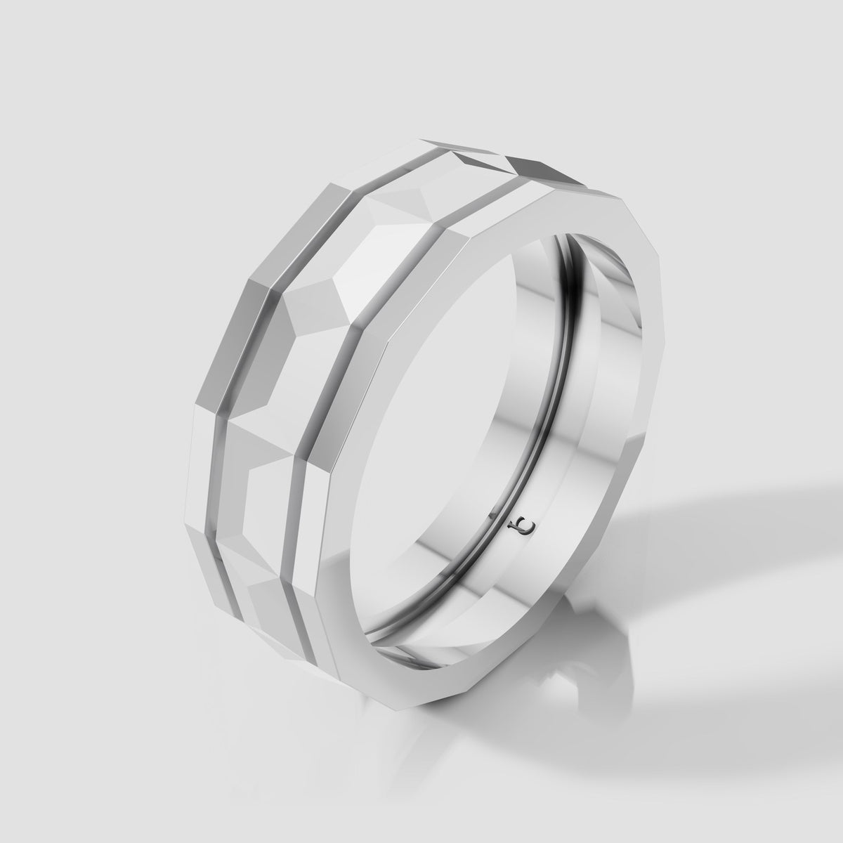 Arlo Faceted Band in White Gold