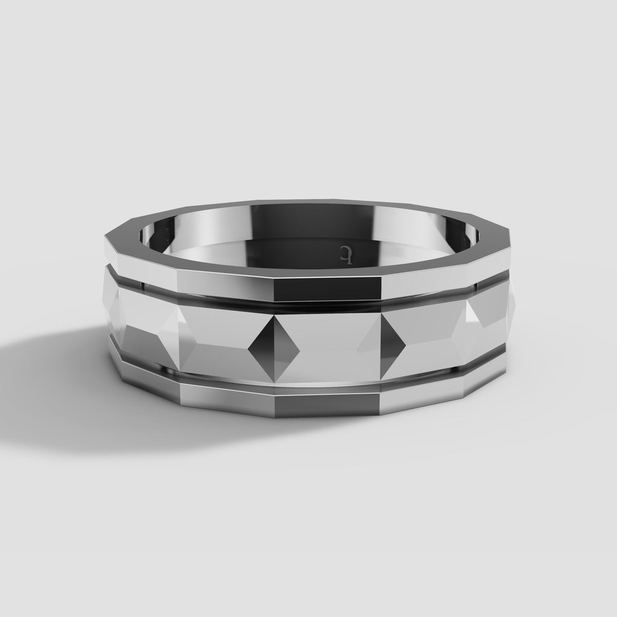 Arlo Faceted Band in White Gold