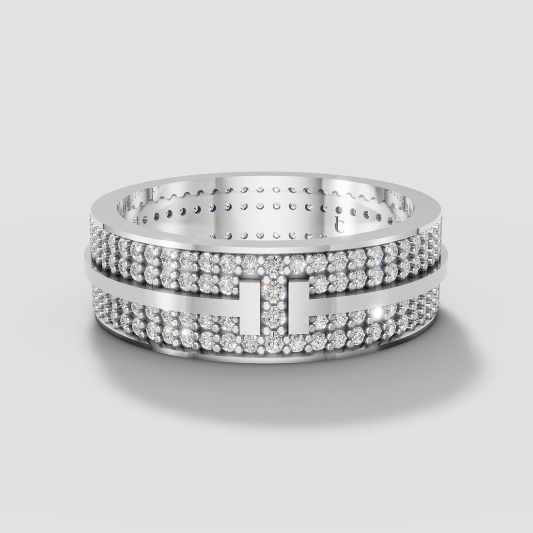 Atlas Triple Row Band in White Gold