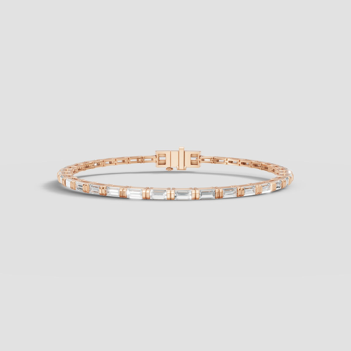 Baguette Tennis Bracelet in Rose Gold