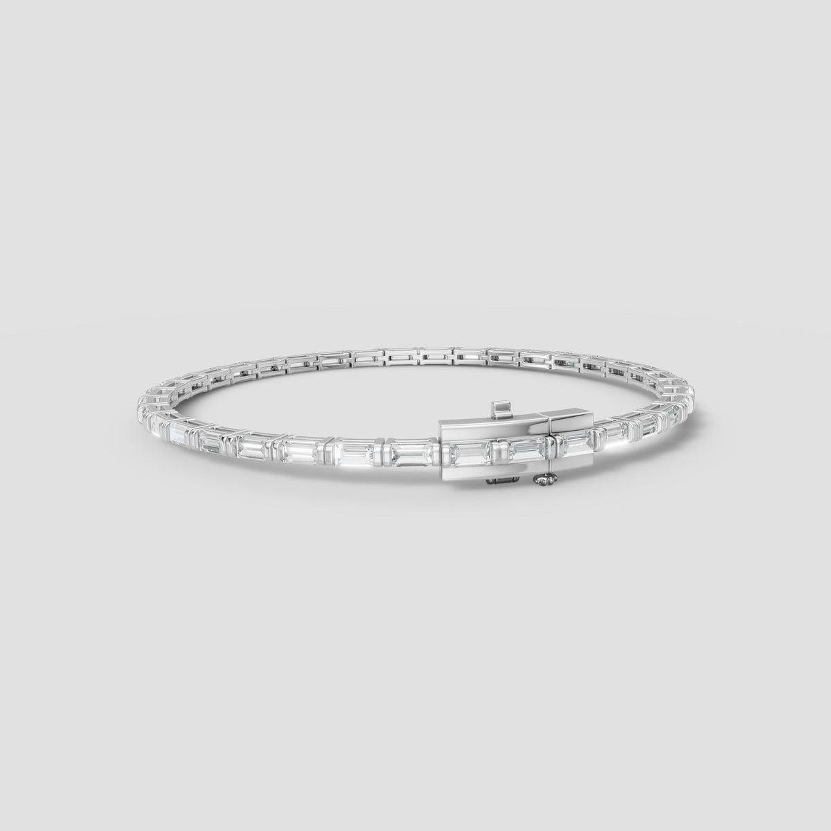 Baguette Tennis Bracelet in White Gold
