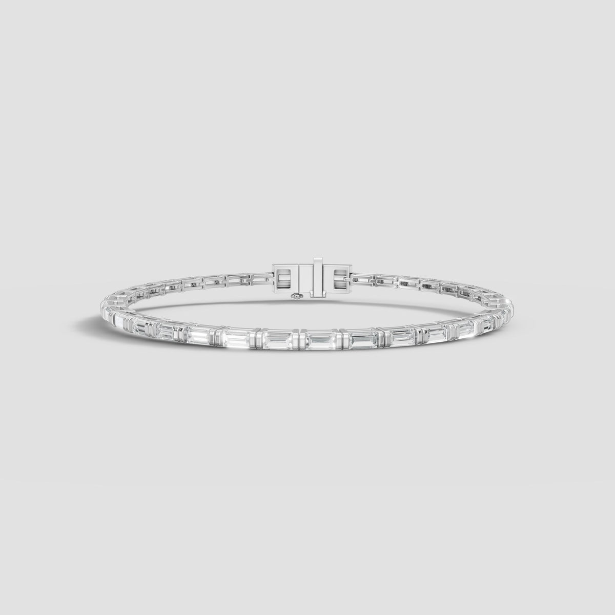 Baguette Tennis Bracelet in White Gold