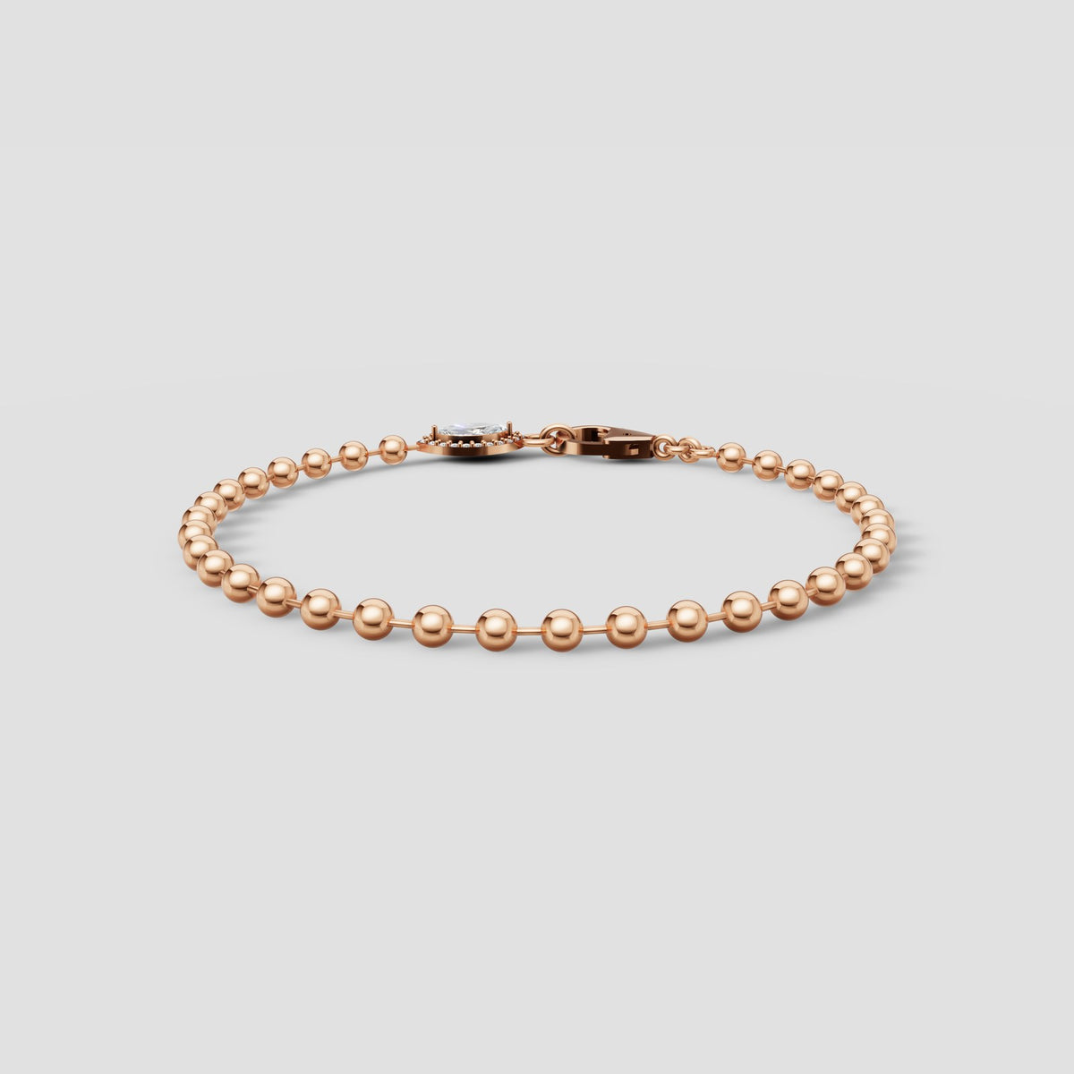 Bead Chain Marquise Bracelet in Rose Gold