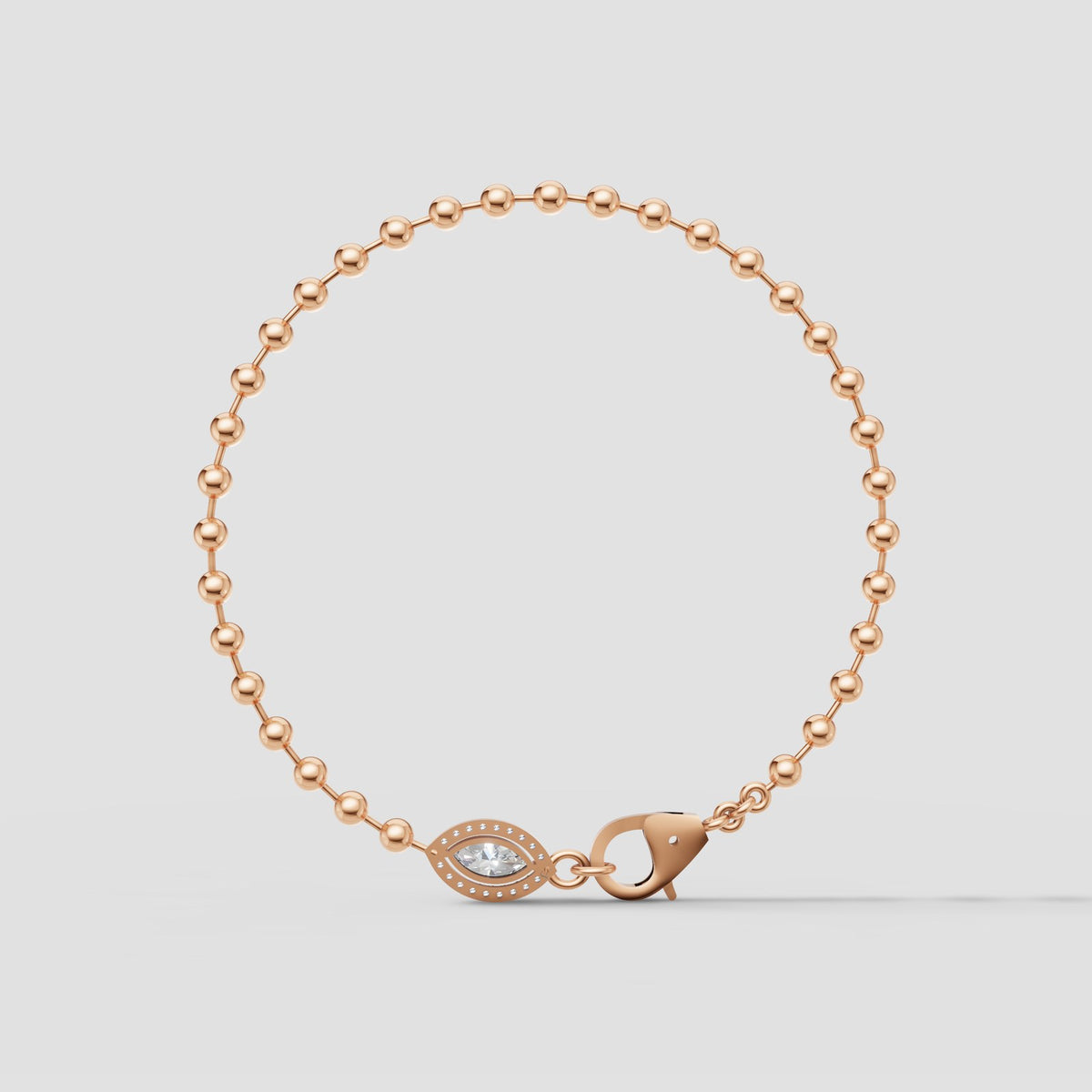 Bead Chain Marquise Bracelet in Rose Gold
