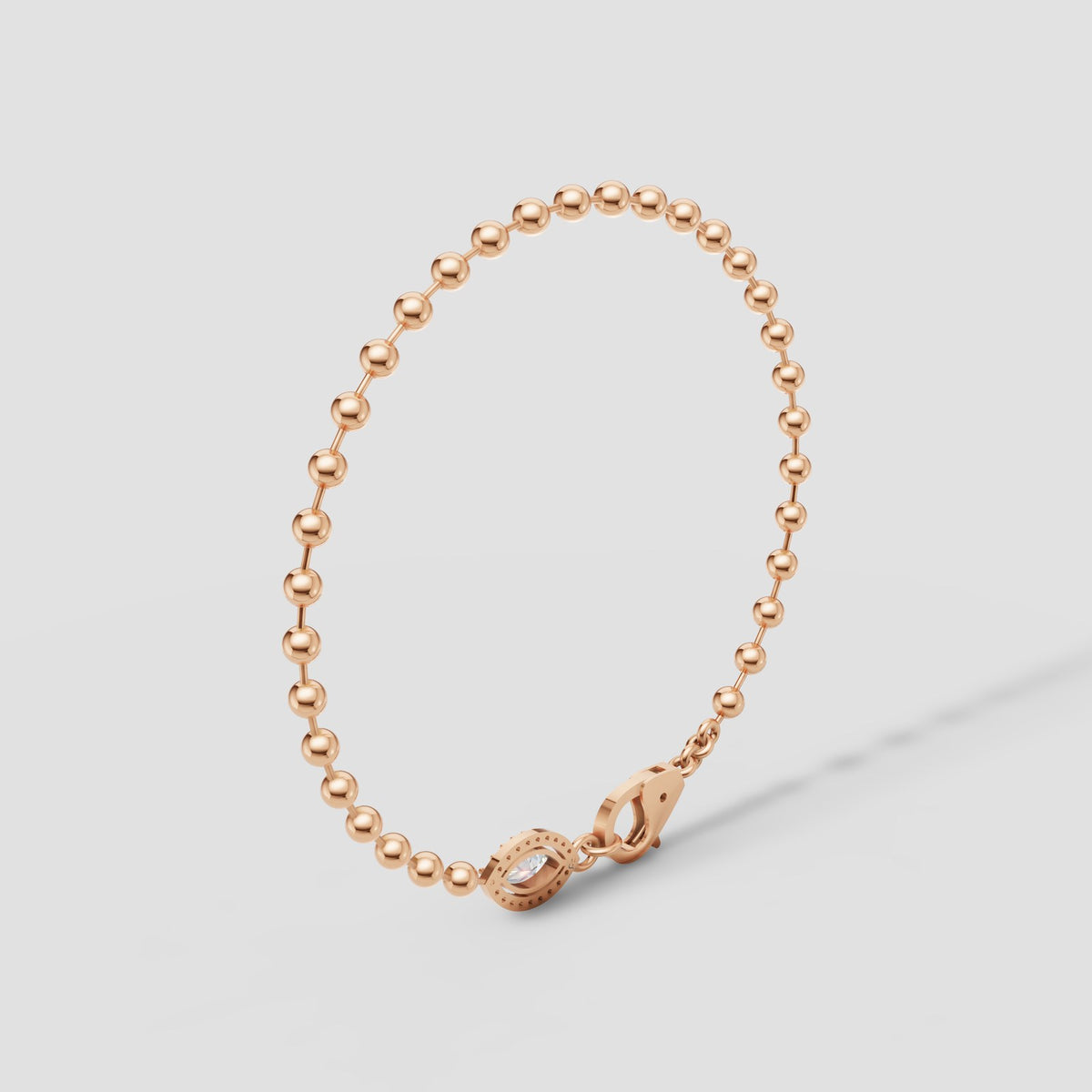 Bead Chain Marquise Bracelet in Rose Gold