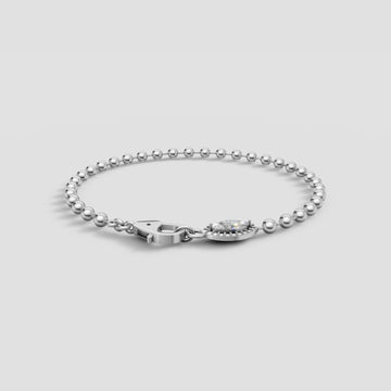 Bead Chain Marquise Bracelet in White Gold