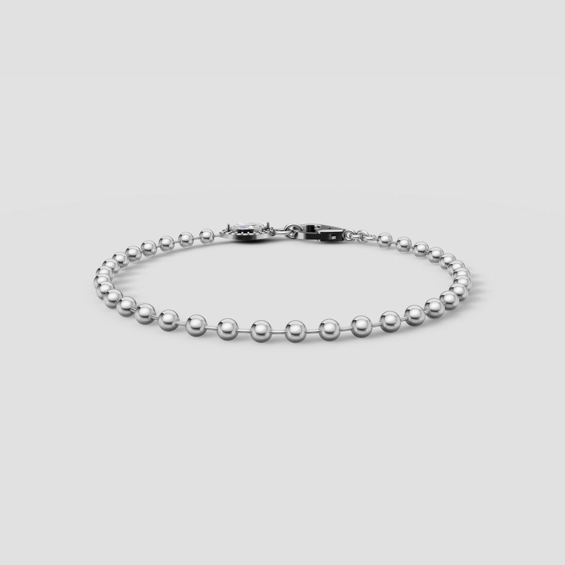 Bead Chain Marquise Bracelet in White Gold