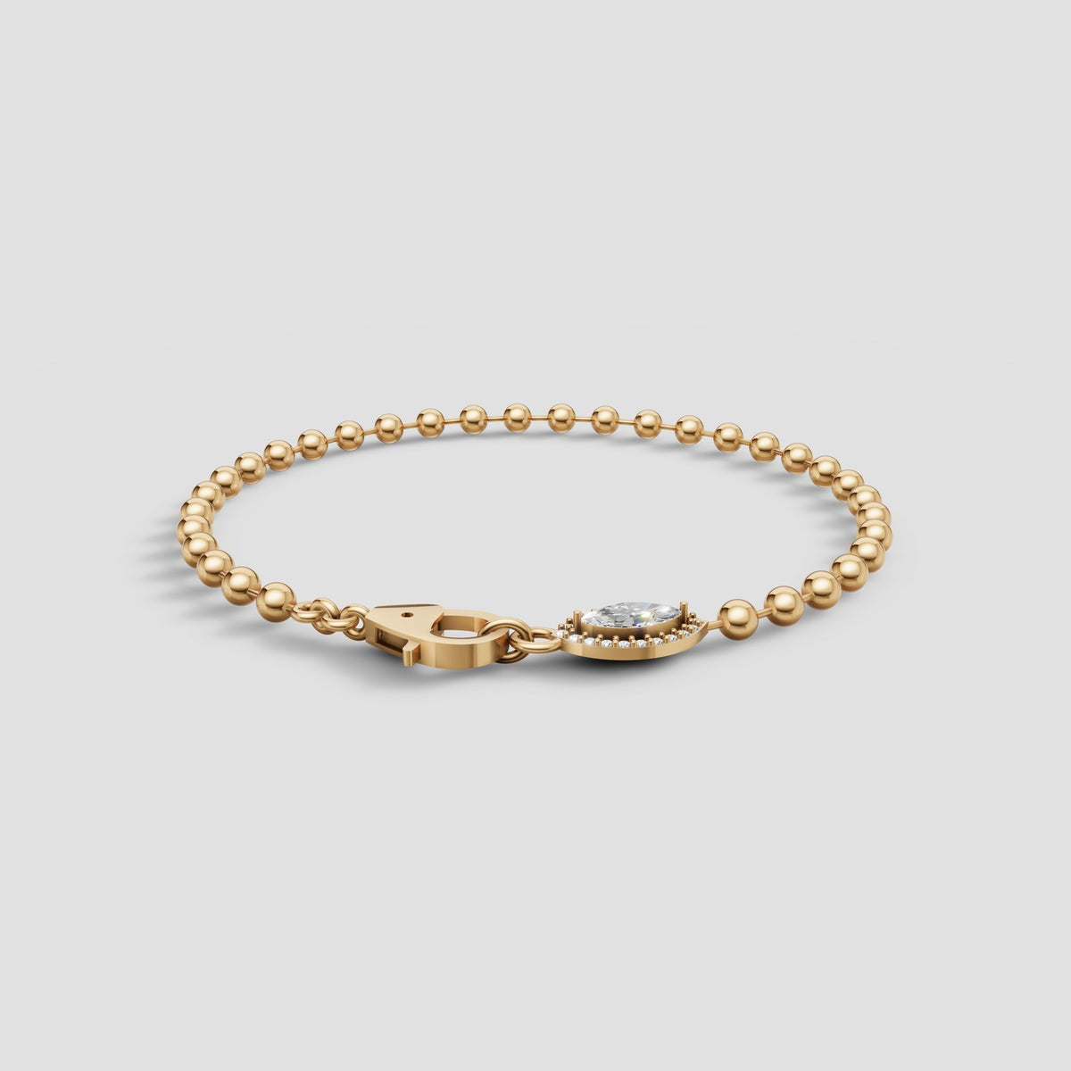 Bead Chain Marquise Bracelet in Yellow Gold