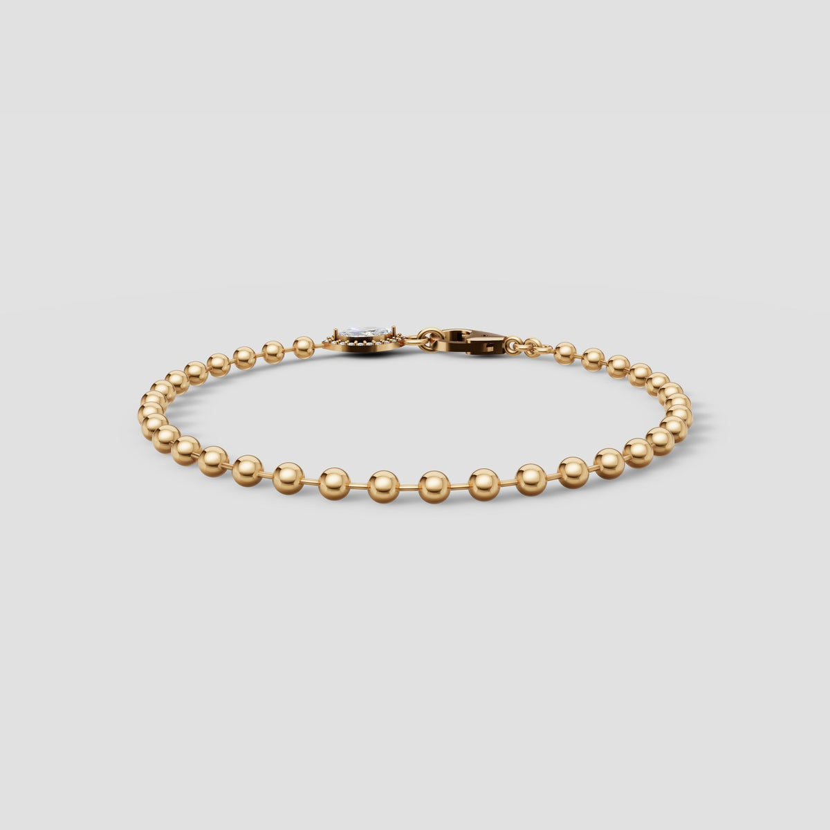 Bead Chain Marquise Bracelet in Yellow Gold