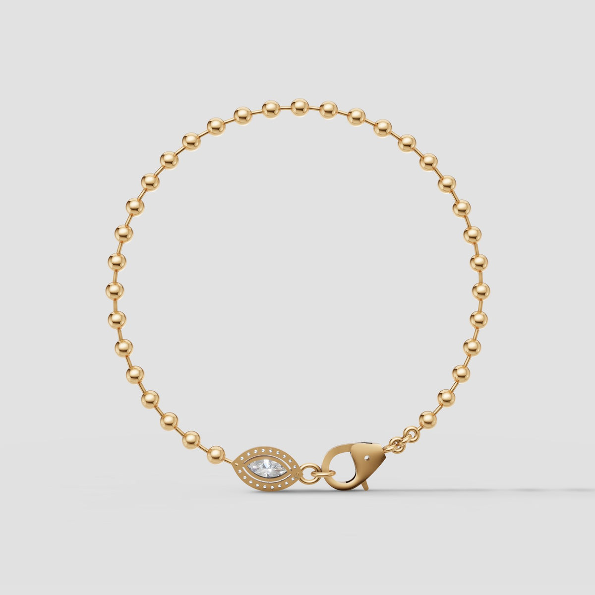 Bead Chain Marquise Bracelet in Yellow Gold