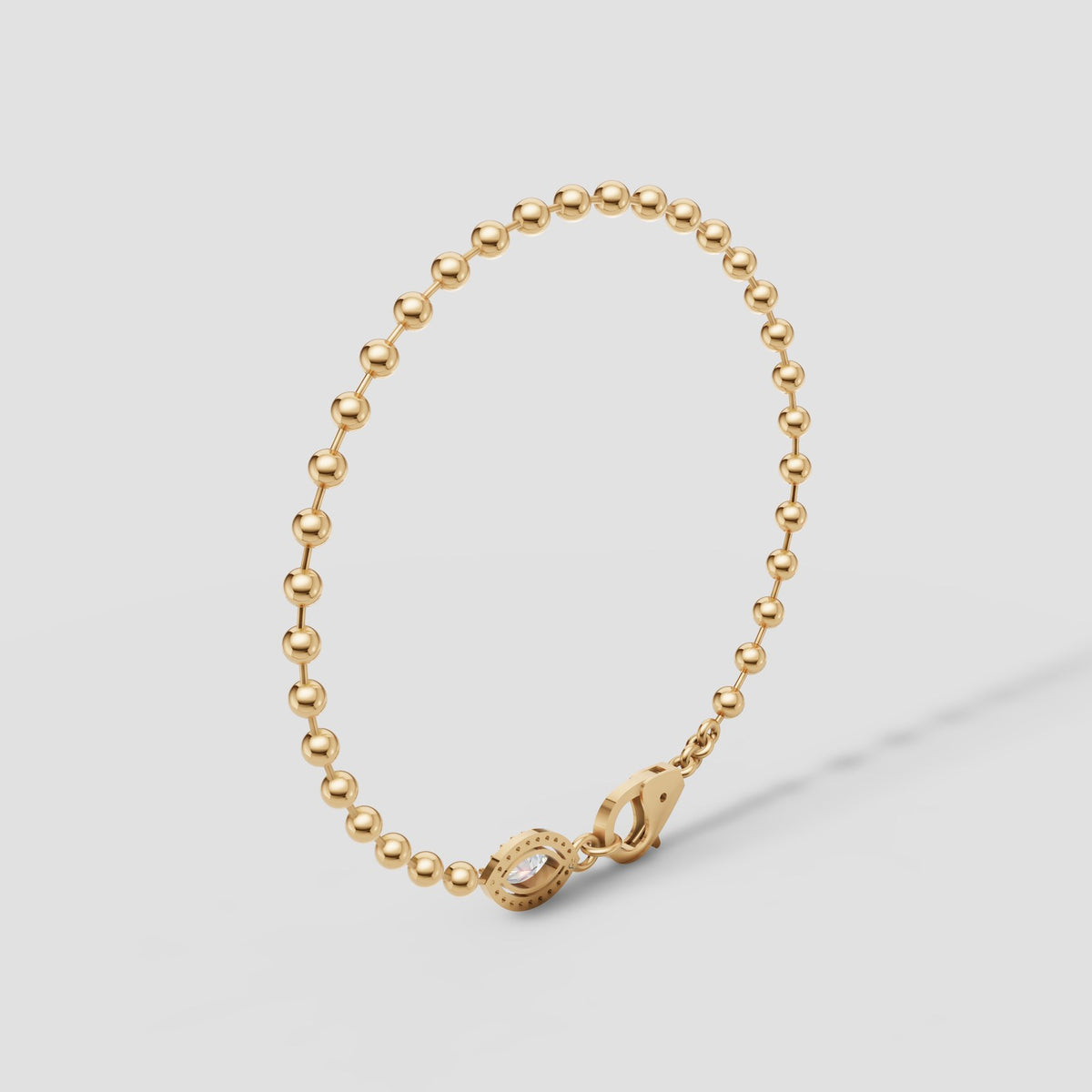 Bead Chain Marquise Bracelet in Yellow Gold