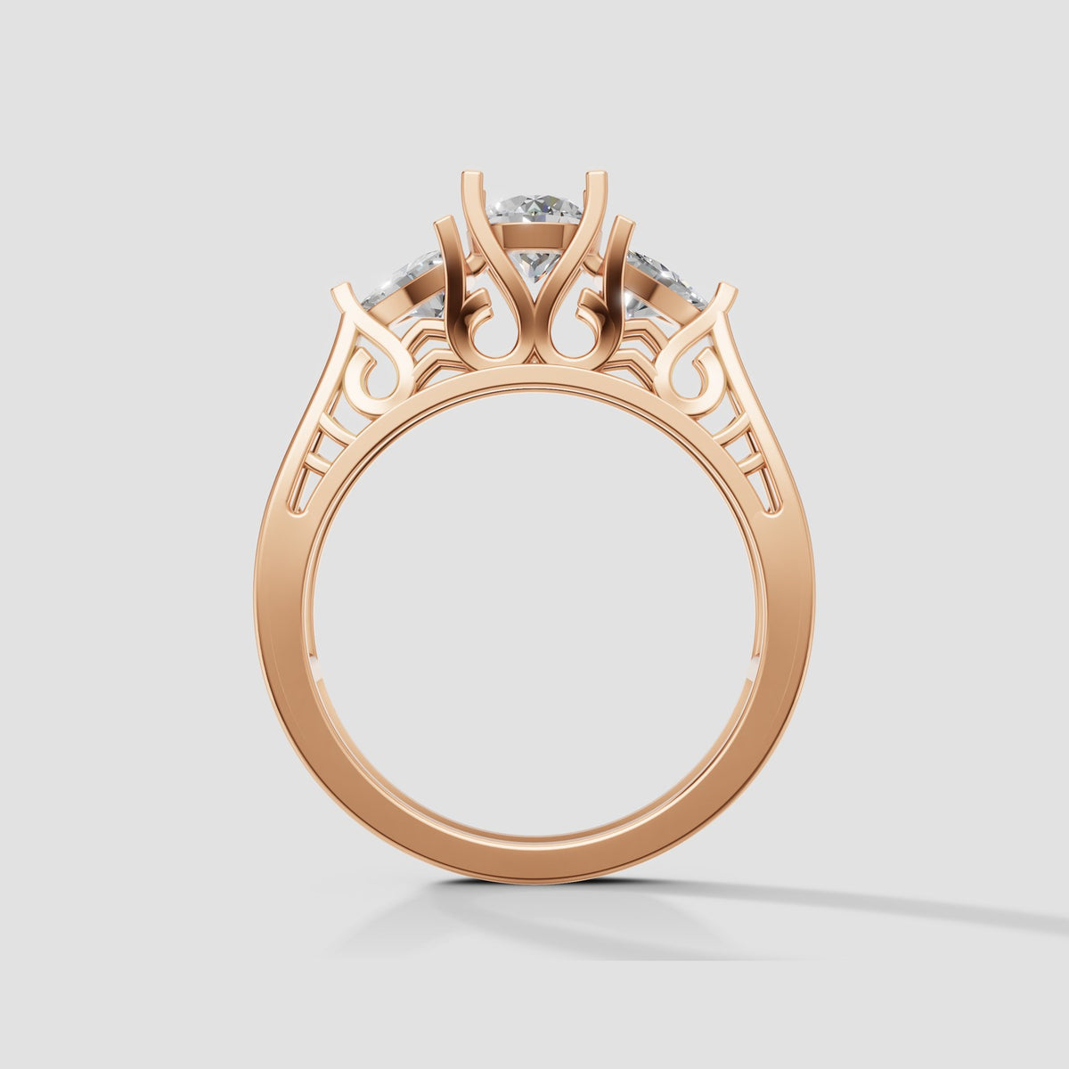Beatrix Vintage Three Stone in Rose Gold
