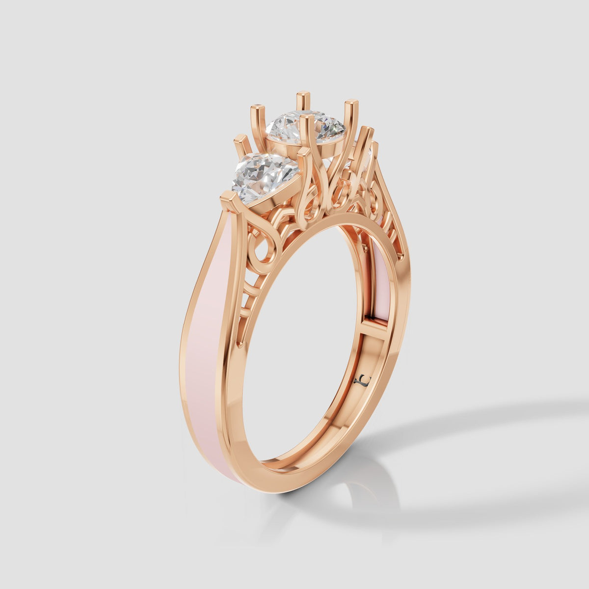 Beatrix Vintage Three Stone in Rose Gold