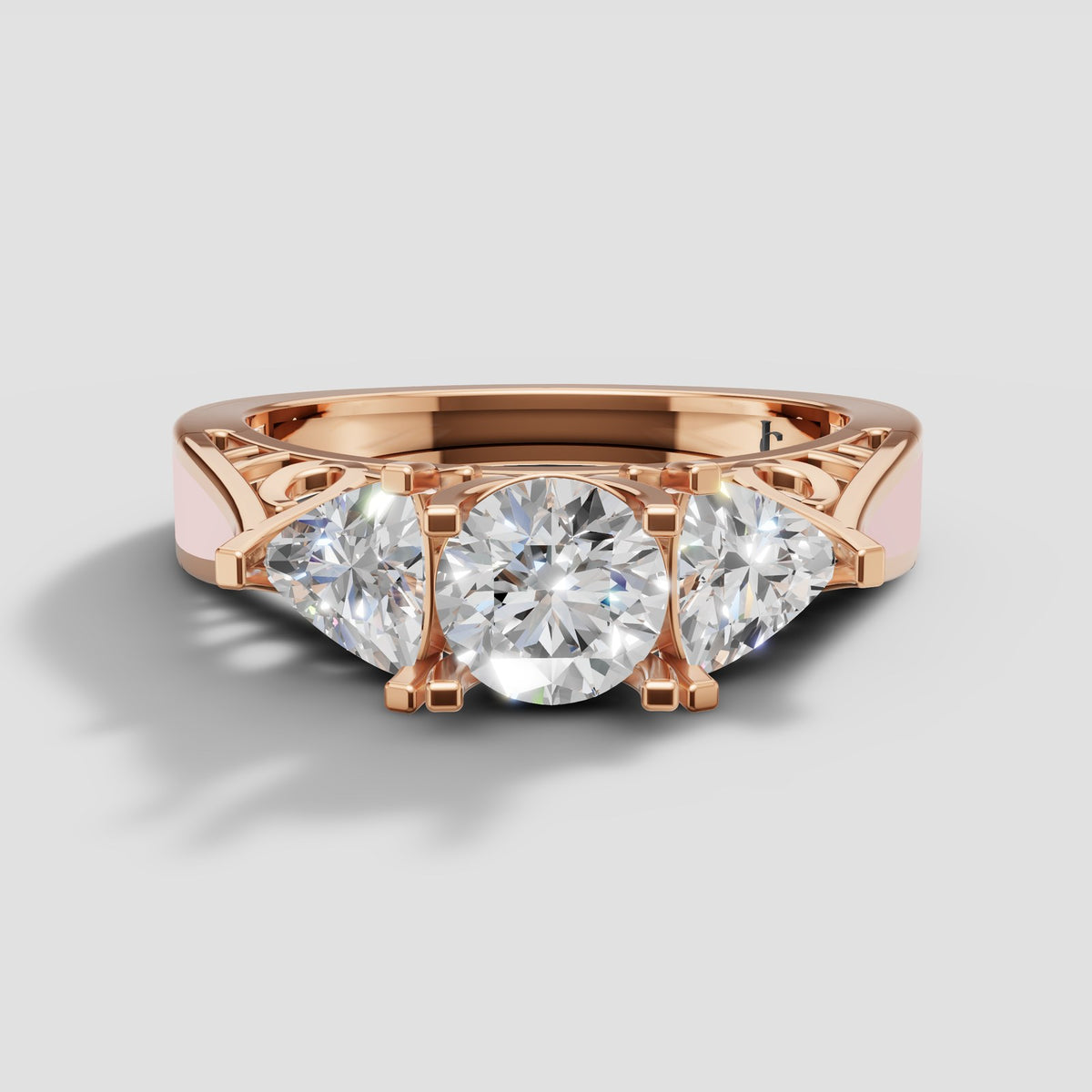 Beatrix Vintage Three Stone in Rose Gold