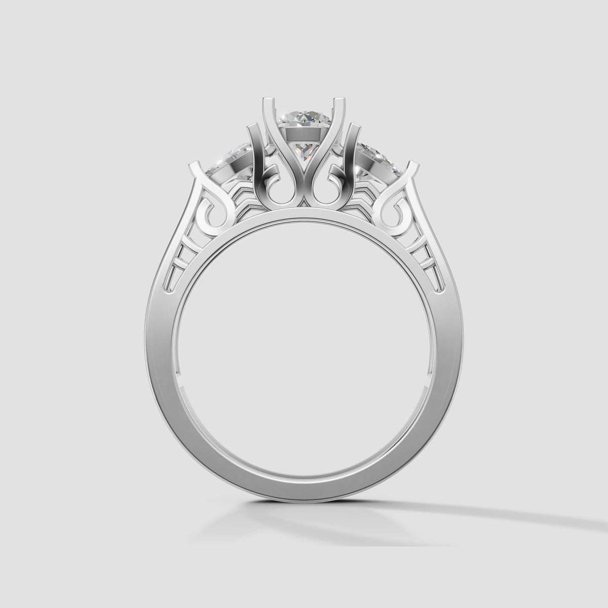 Beatrix Vintage Three Stone in White Gold