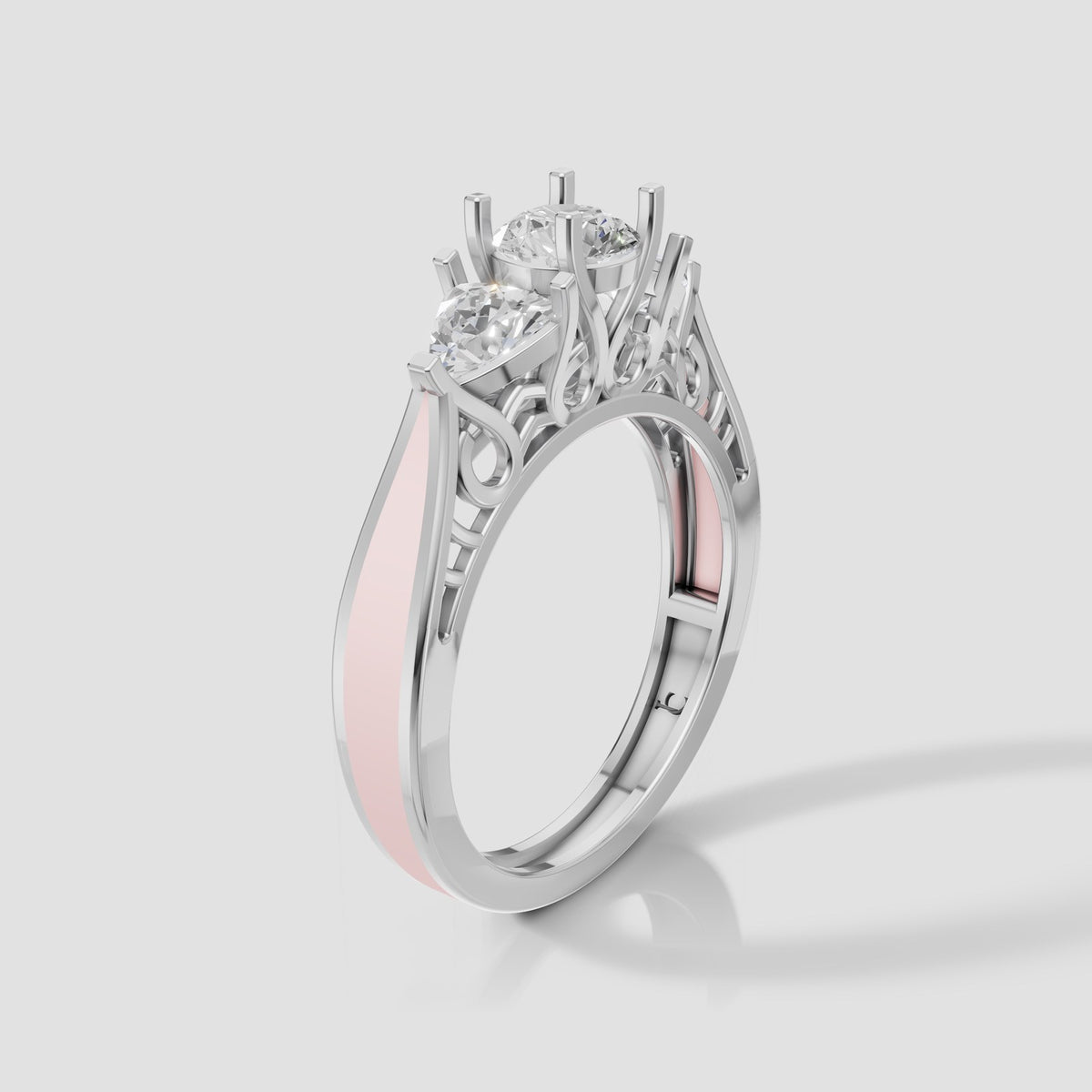 Beatrix Vintage Three Stone in White Gold