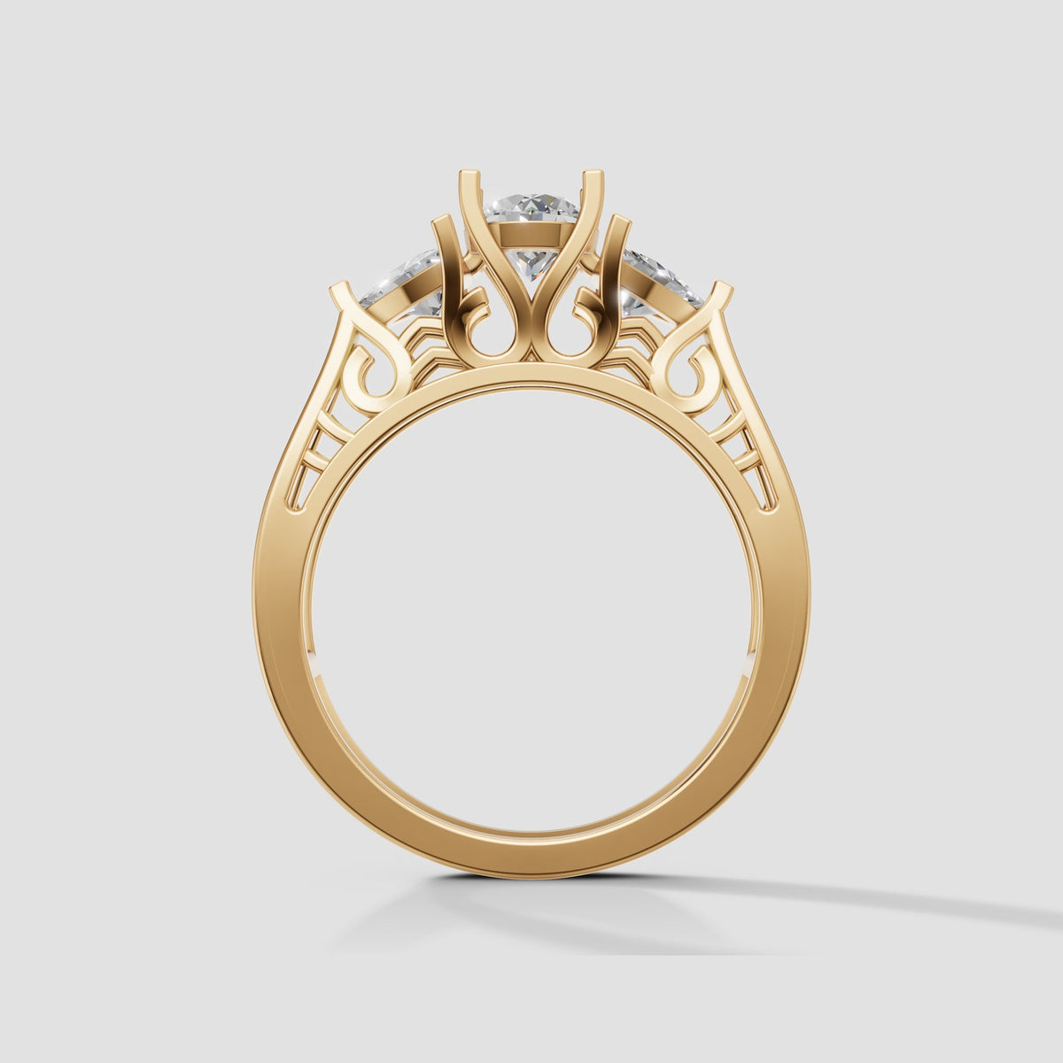 Beatrix Vintage Three Stone in Yellow Gold